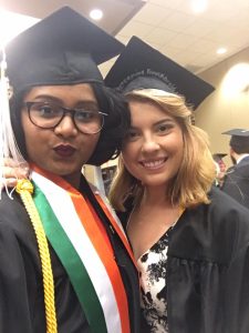 Rebecca and Fellow Film Grad Puja Kolluru on Graduation Day