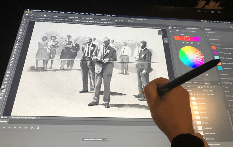 Drawing-on-Cintiq-768x485 video production adjusting lighting cameras and mics
